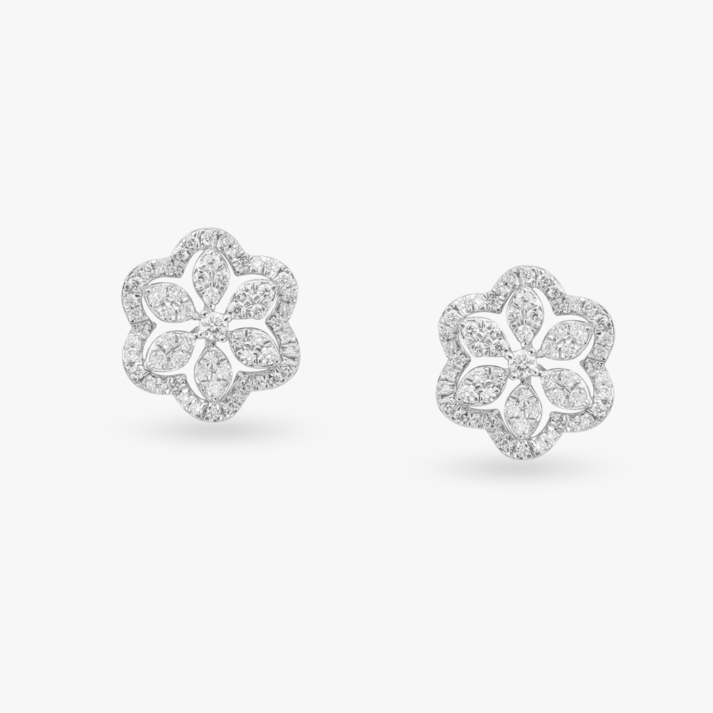 Floral Glam Diamond Stud Earrings