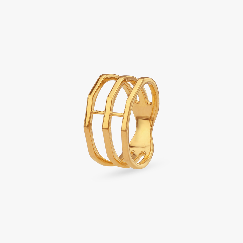 Grid Overlap Gold Ring