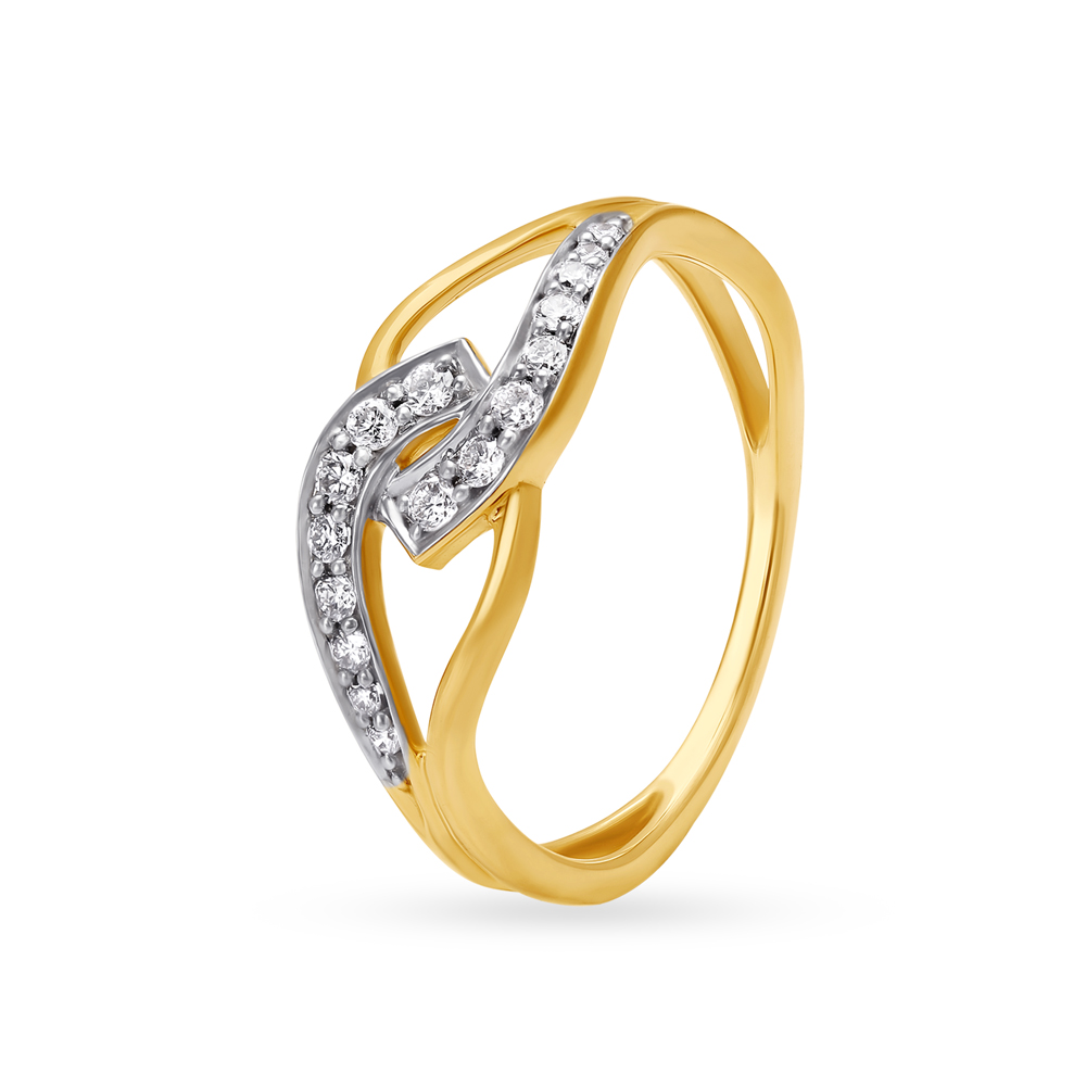 Glimmering 18 Karat Gold And Diamond Loop Ring