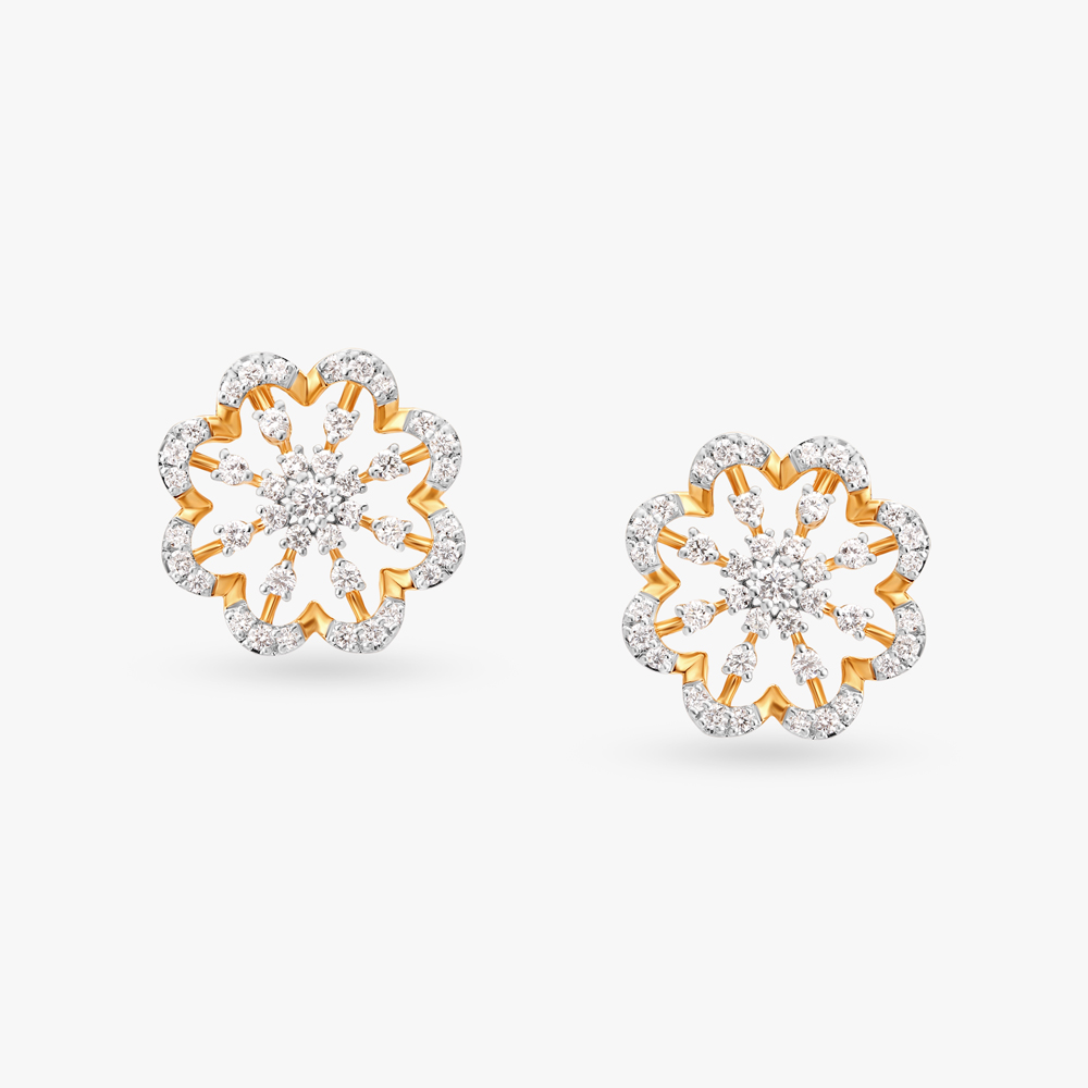 Intricate Diamond Stud Earrings