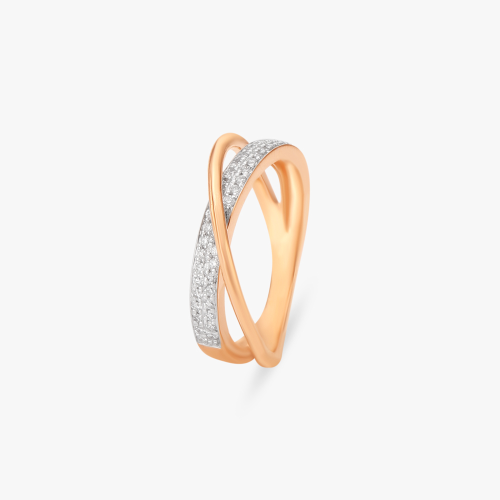 Crossover Diamond Finger Ring
