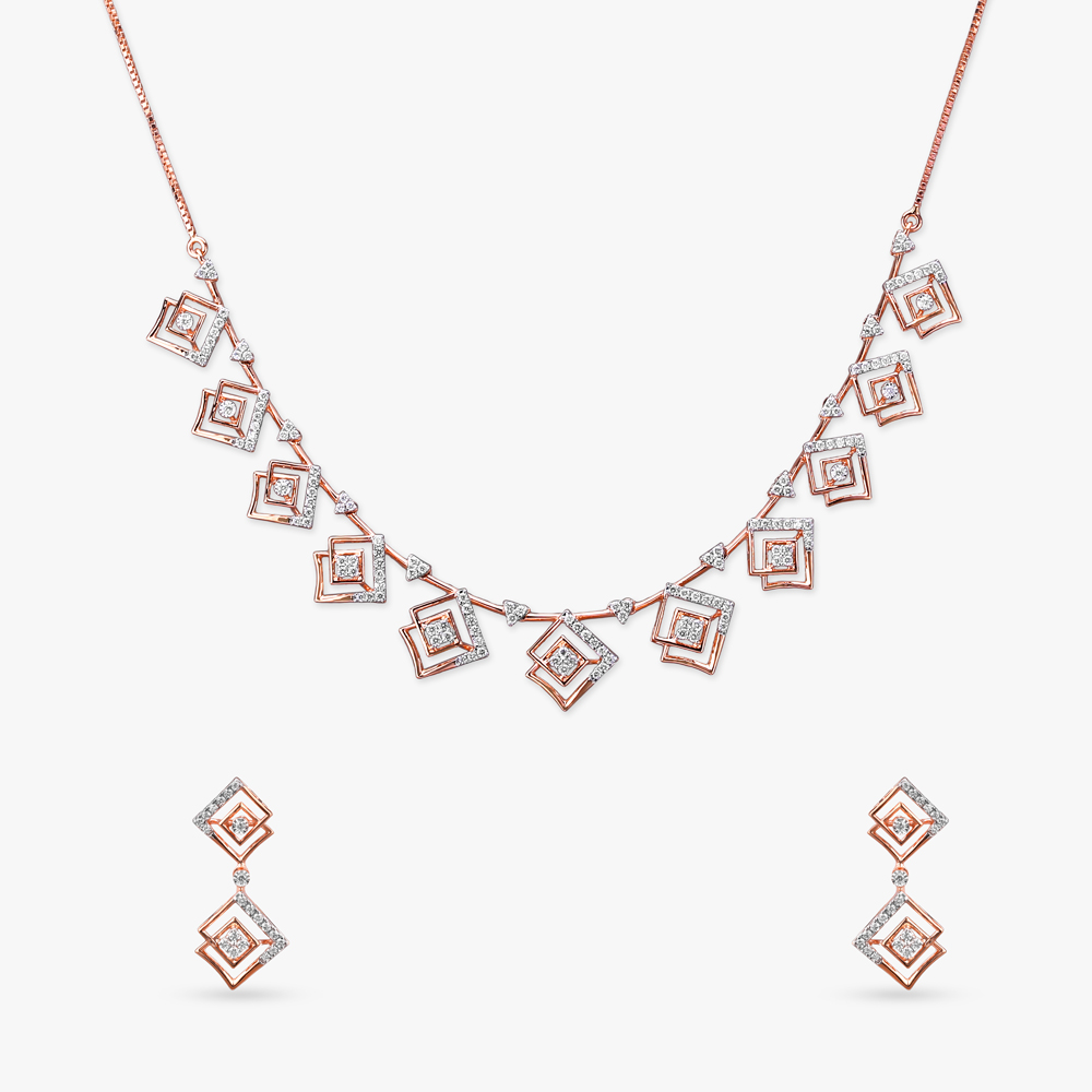 Geometric Glam Diamond Necklace Set