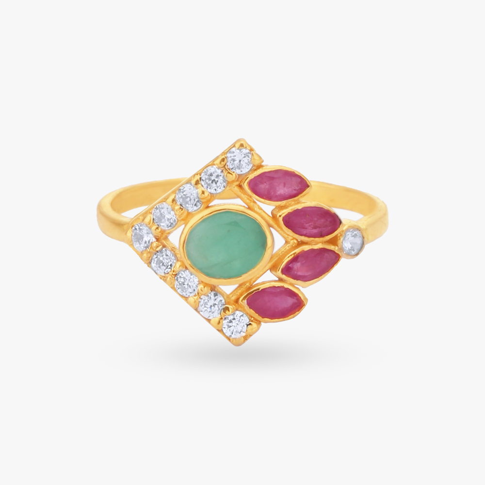 

Artistic Rhombus Gold Finger Ring