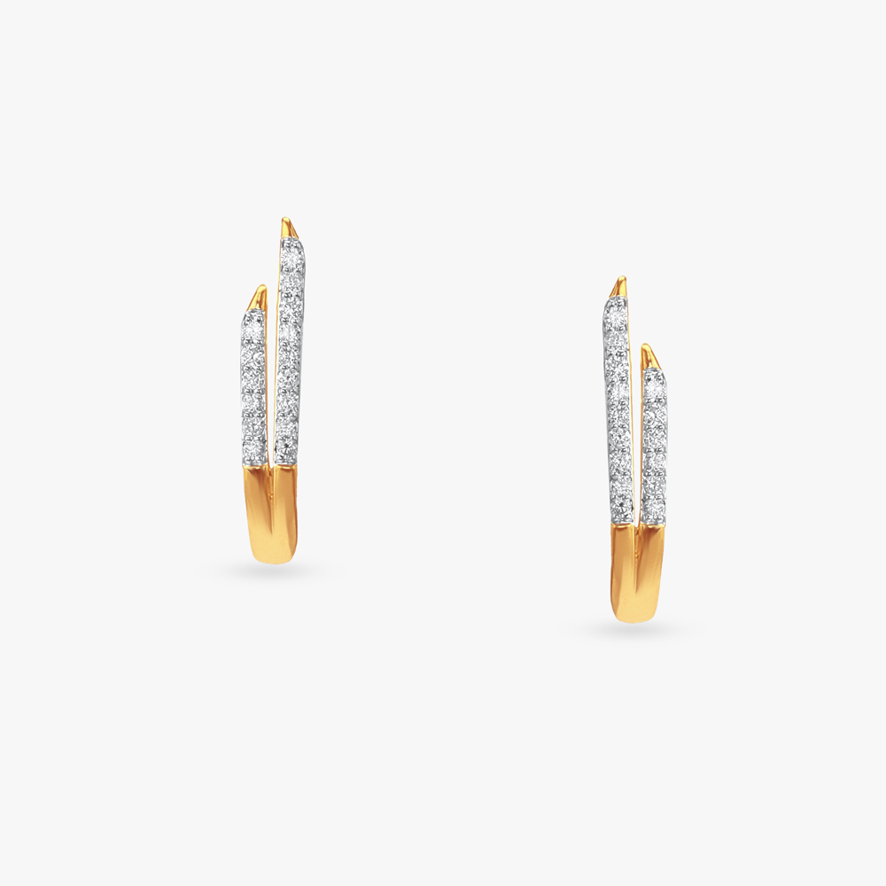 Parallel Gleam Diamond Stud Earrings