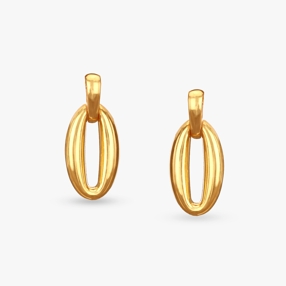 Bold Oval Gold Drop Earrings