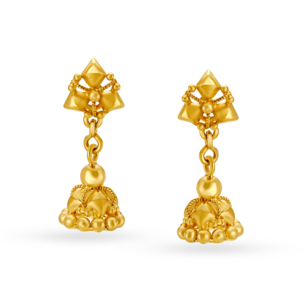 Traditional Opulent Floral Gold Drop Earrings