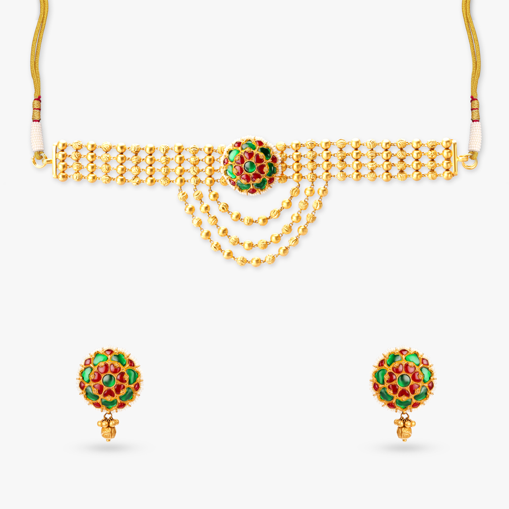 

Majestic Blossom Gold Necklace Set