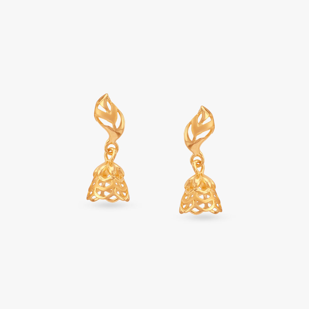 Filigree Bloom Gold Jhumka Earrings