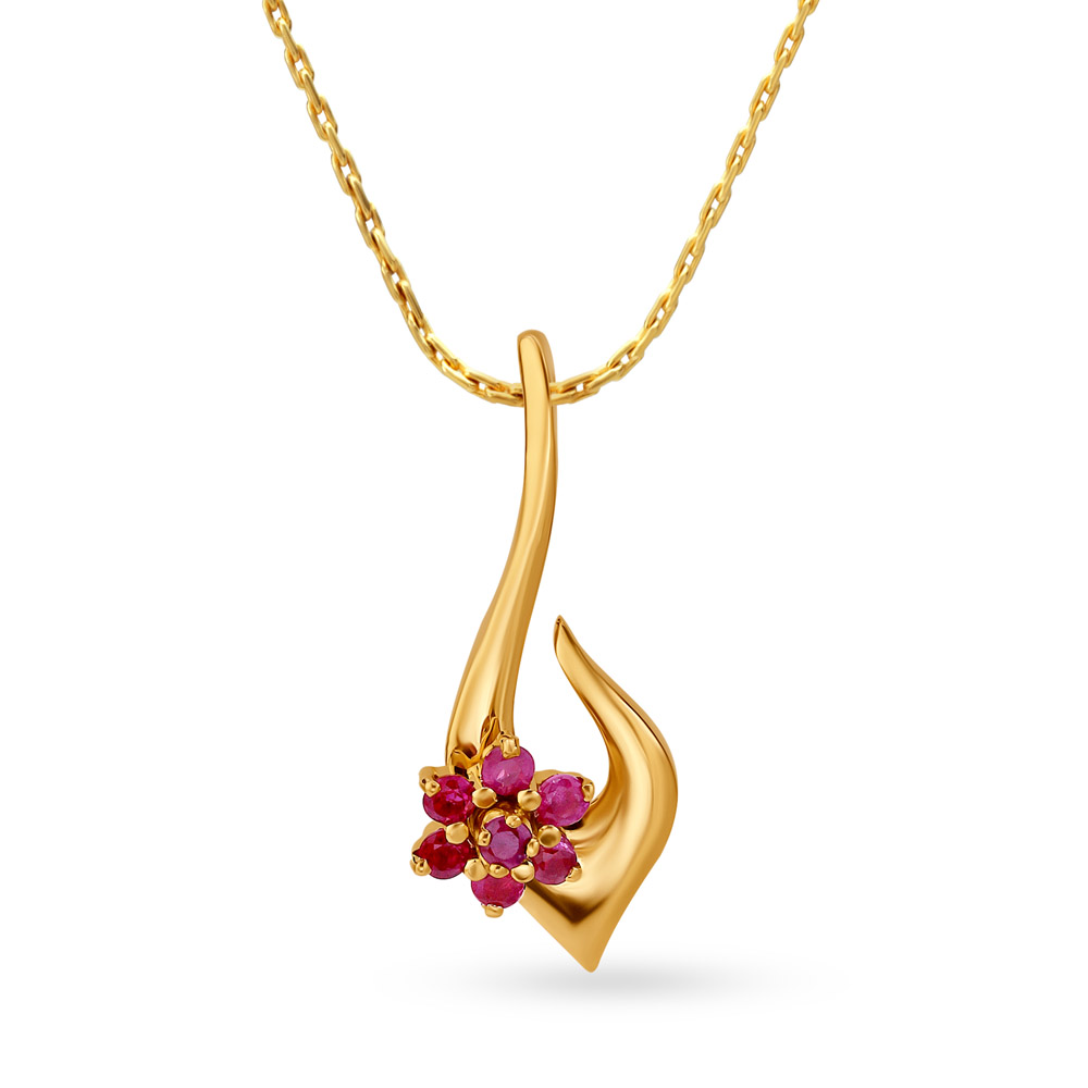 Fascinating Fishhook Ruby Pendant