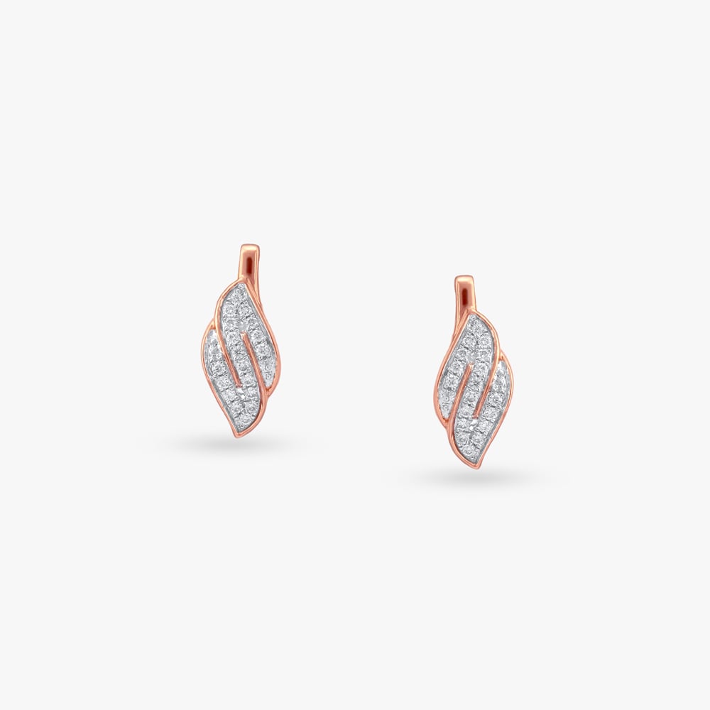 Twilight Leaf Diamond Stud Earrings
