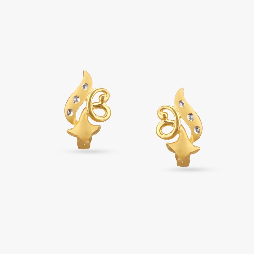 Lava Curl Gold Stud Earrings