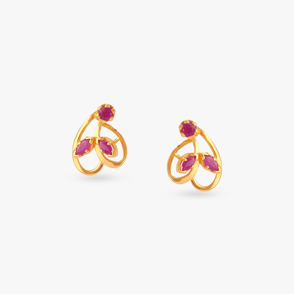 Graceful Loop Ruby Stud Earrings