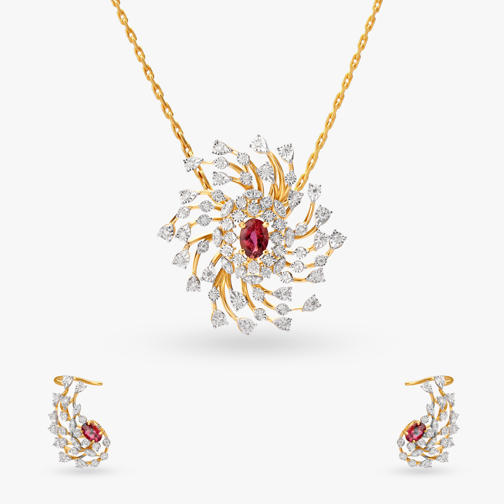 Opulent Diamond Pendant and Earrings Set