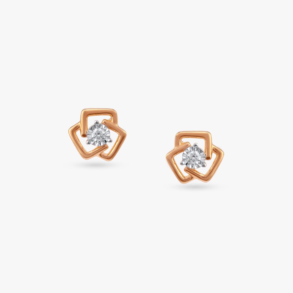 Maze Glimmer Diamond Stud Earrings