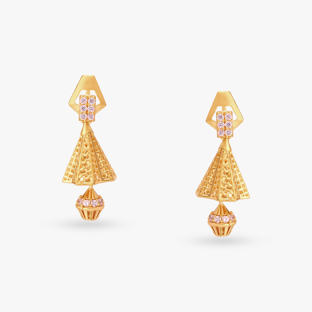 Morning Glory Gold Jhumka Earrings