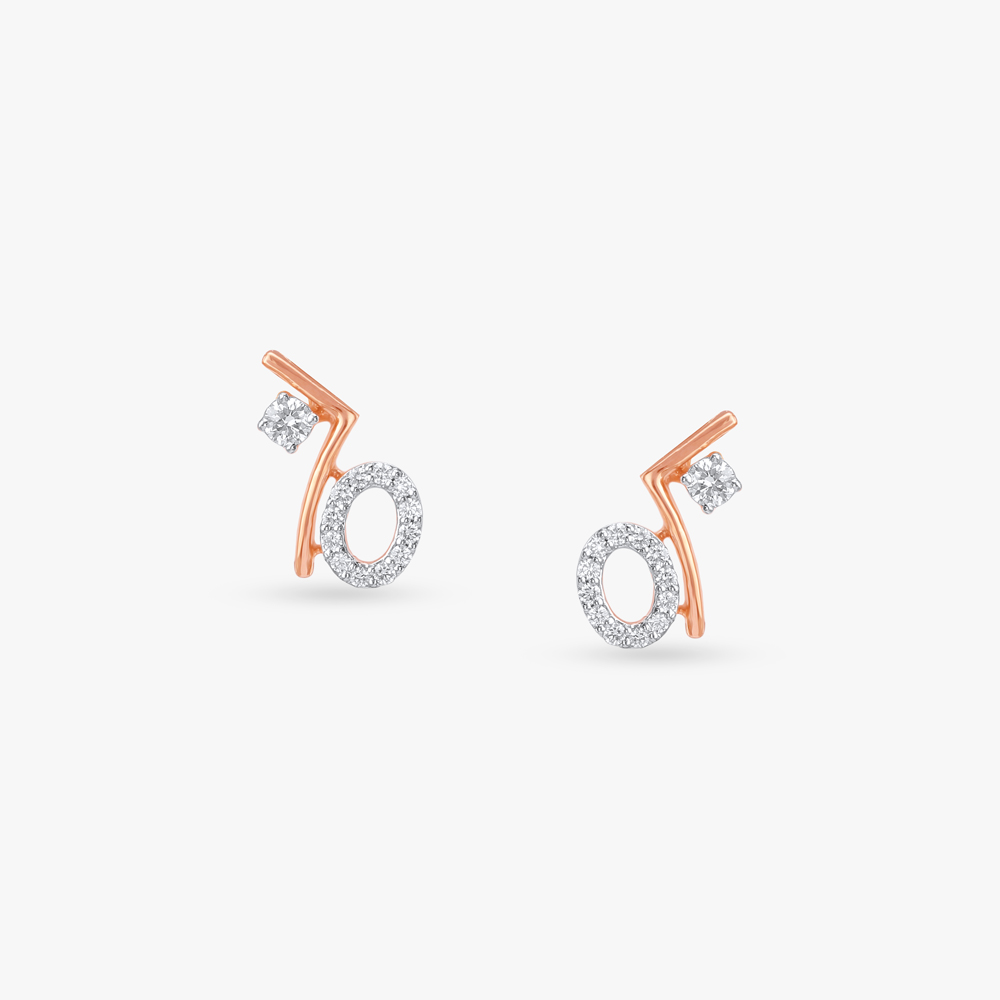 Abstract Loop Diamond Stud Earrings