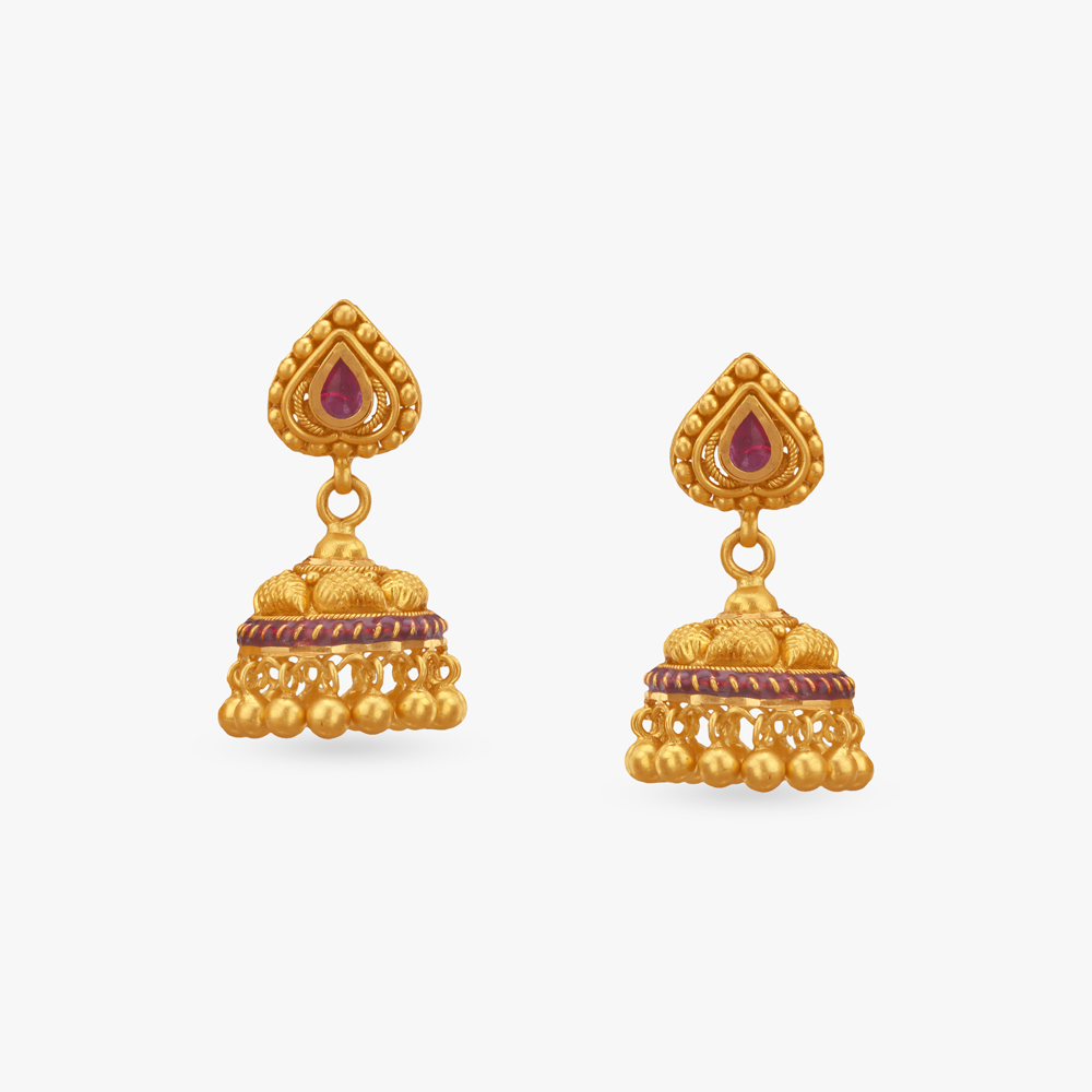 Regal Glory Gold Jhumka Earrings