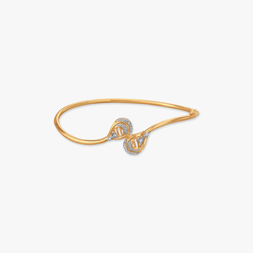 Twirling Leaf Diamond Bangle