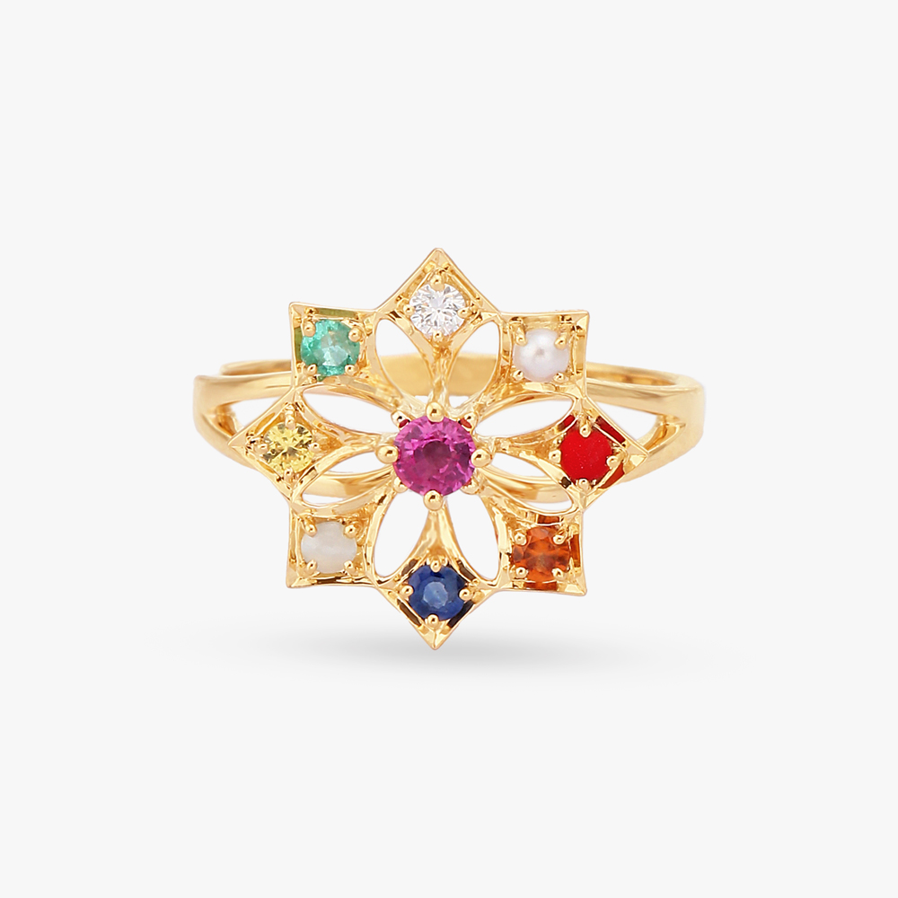 

Enchanted Navaratna Diamond Finger Ring