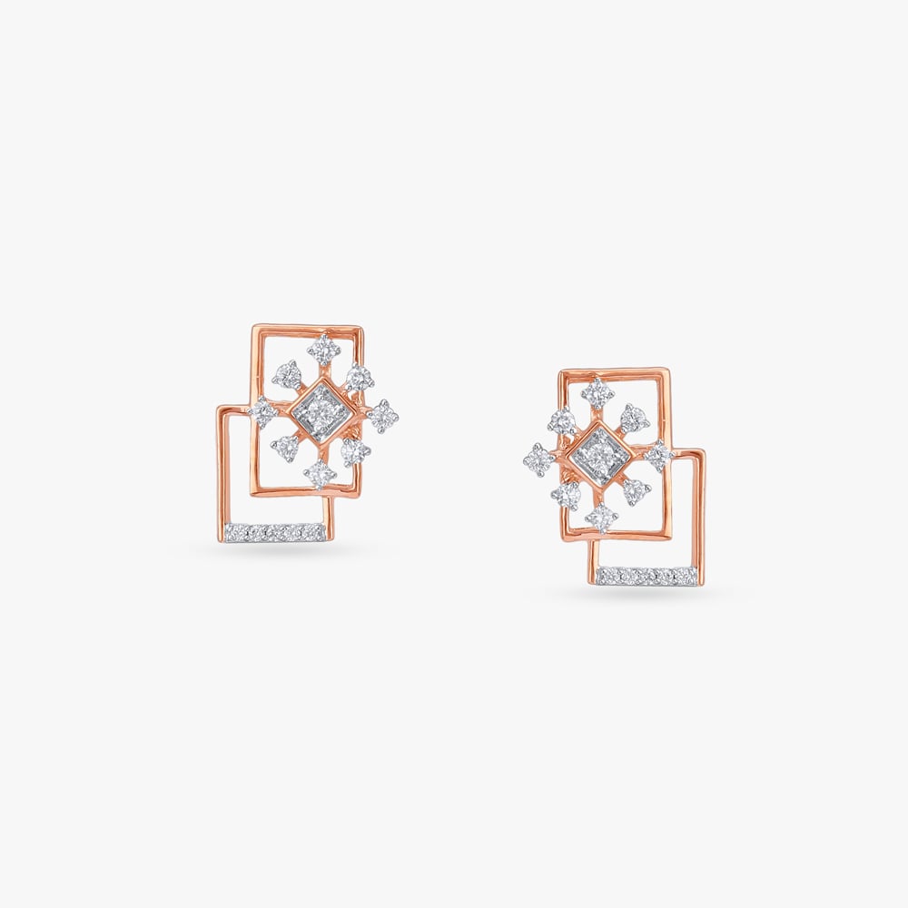 Pixel Glow Diamond Stud Earrings