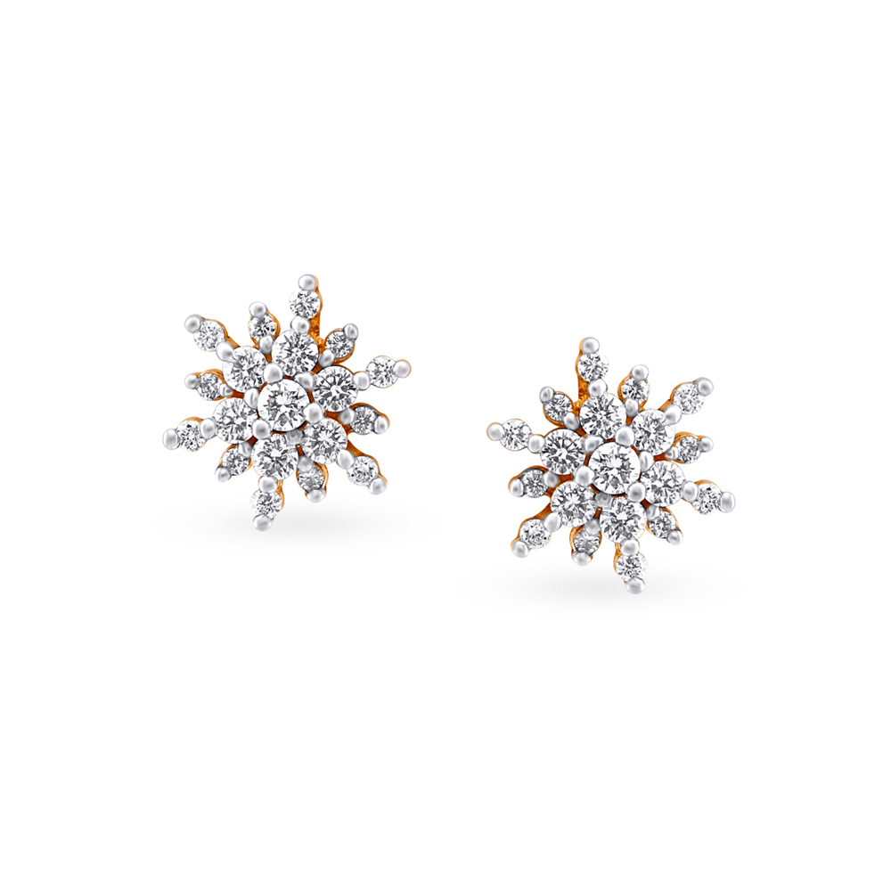 Radiant Snowflake Diamond Stud Earrings