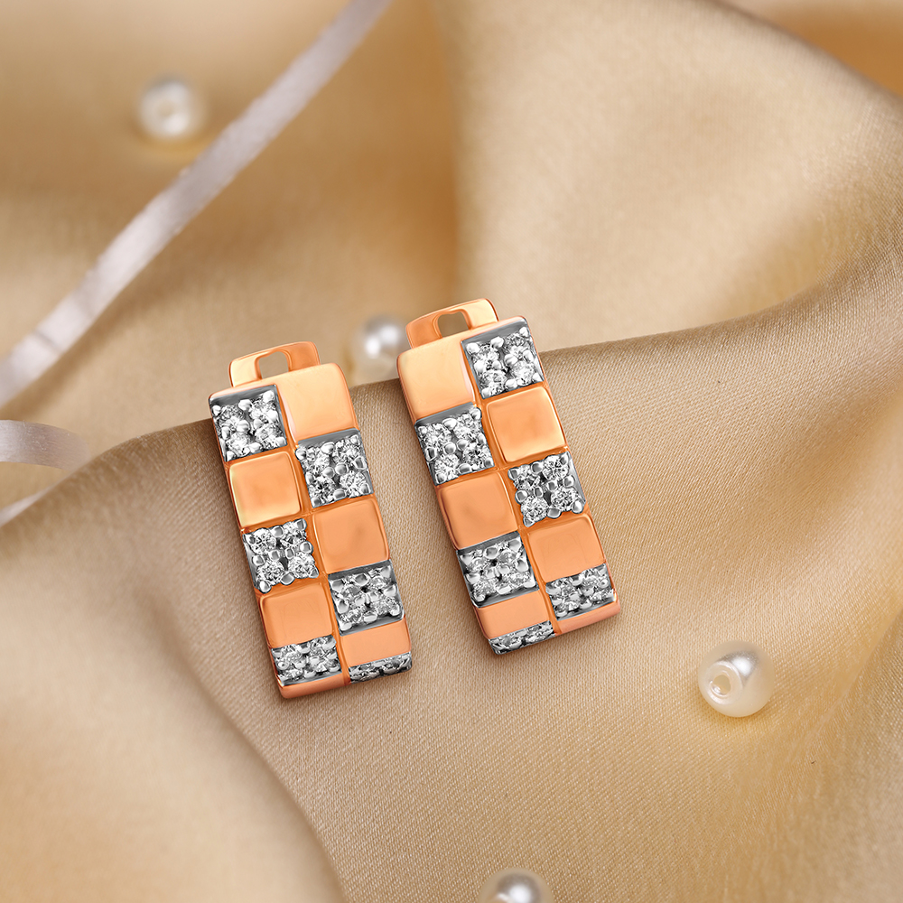 Block Diamond Hoop Earrings