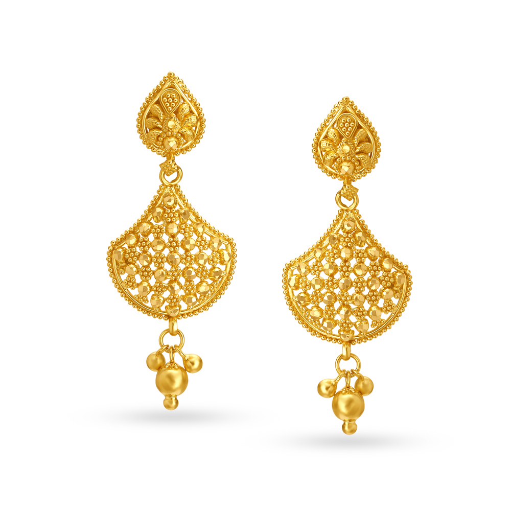 Bedazzling Rawa Work Gold Drop Earrings