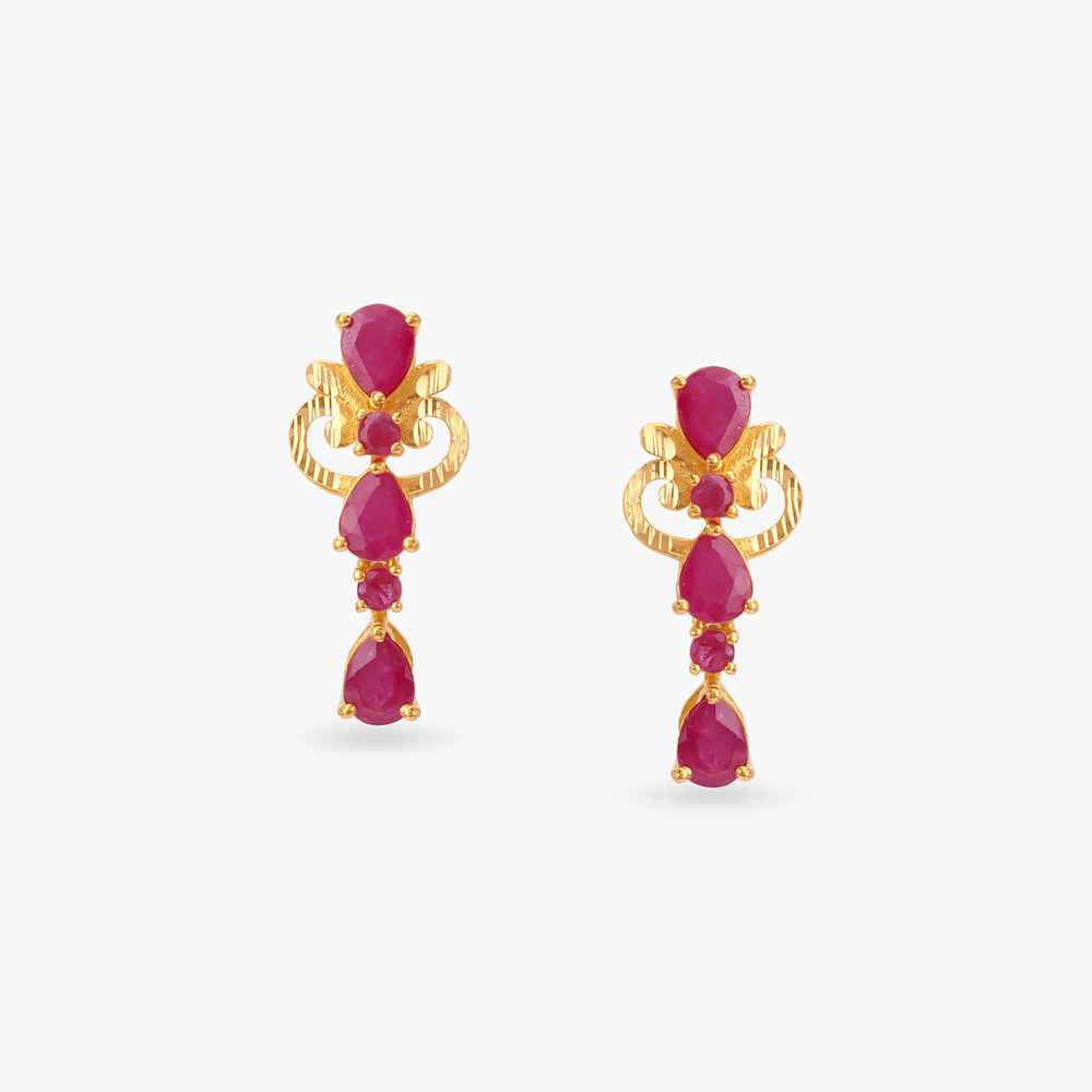 Curved Majesty Ruby Drop Earrings