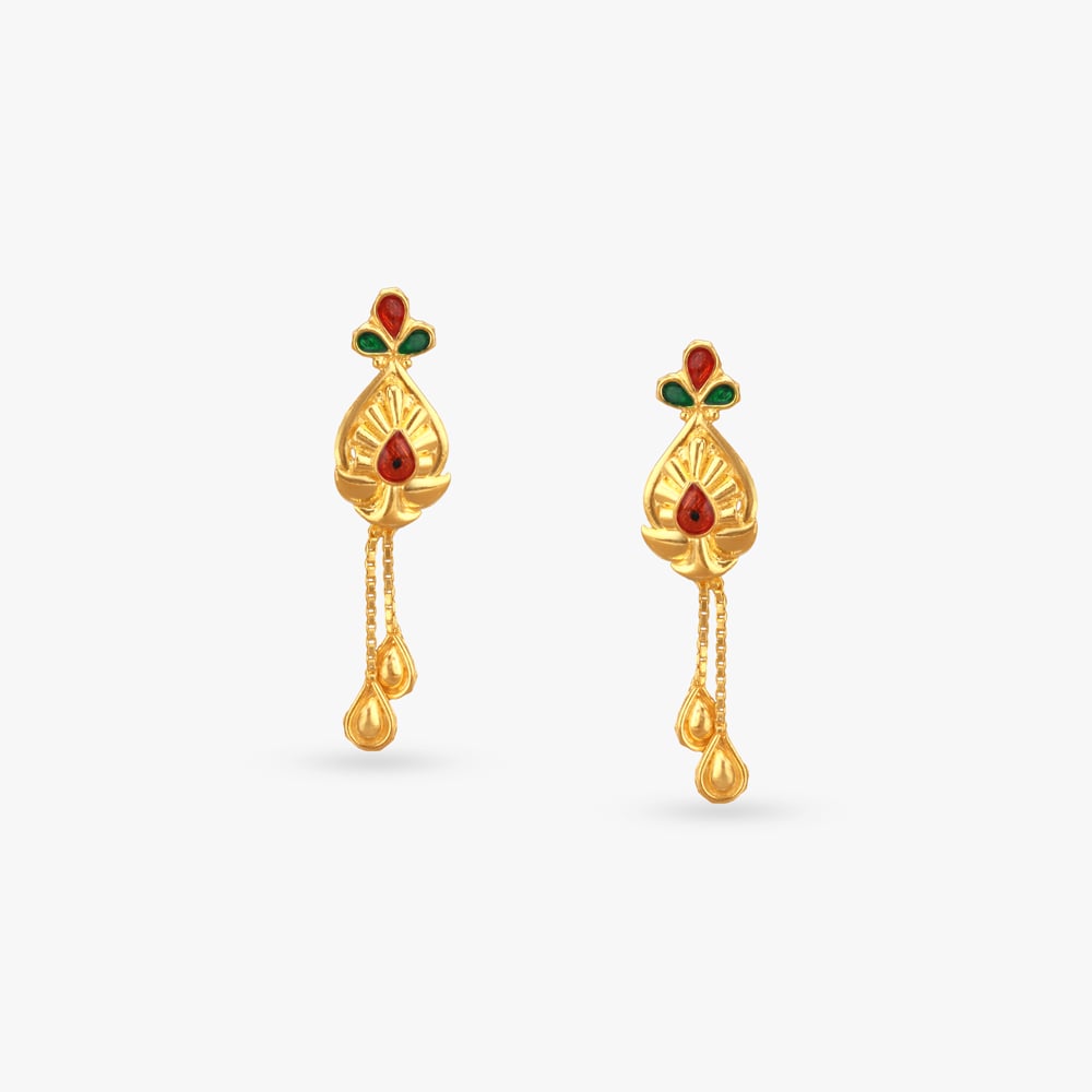 Gem Bloom Gold Drop Earrings