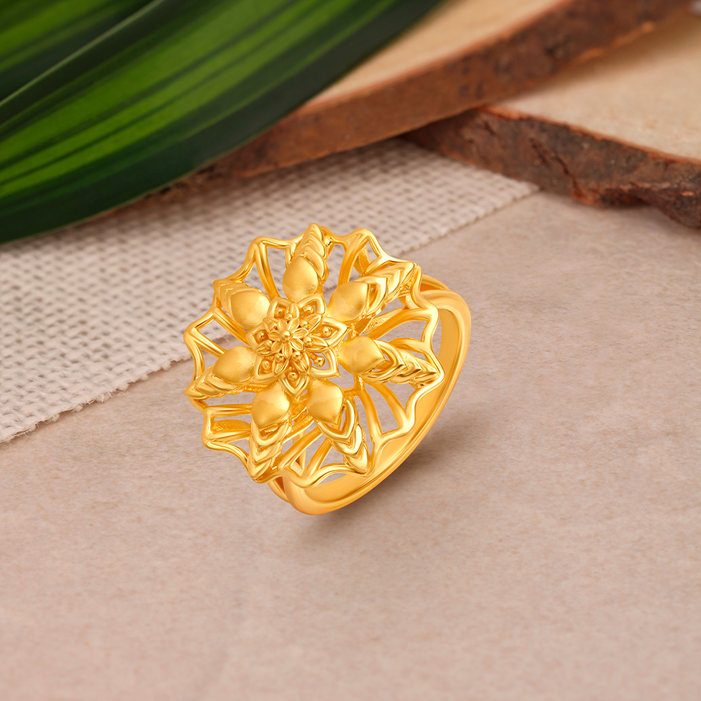 Palatial 22 Karat Yellow Gold Floral Statement Ring
