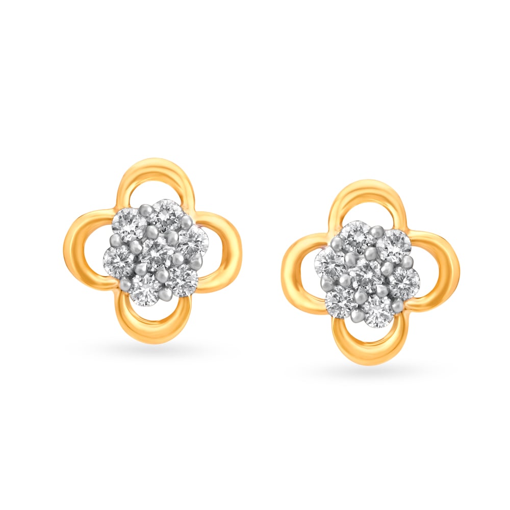 Glam Floral Diamond Stud Earrings