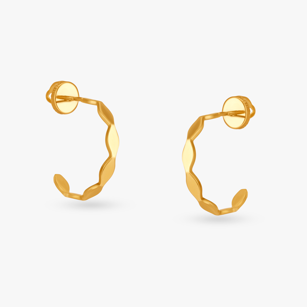 Geometric Gold Demi Hoop Earrings