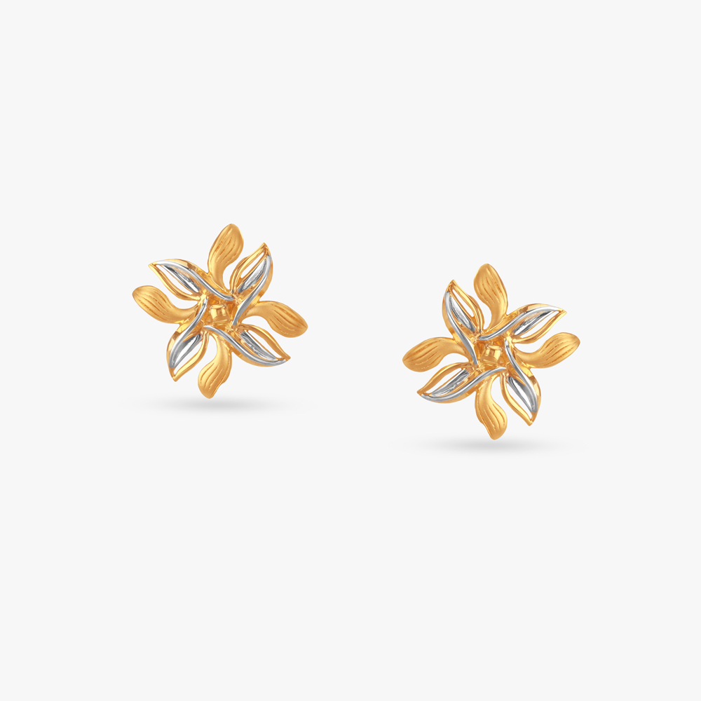 Twin Bloom Gold Stud Earrings