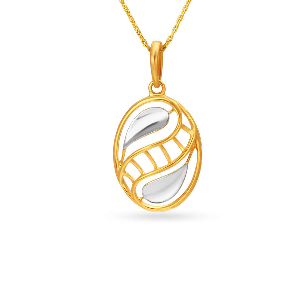 Oval Teardrop Motif Gold Pendant