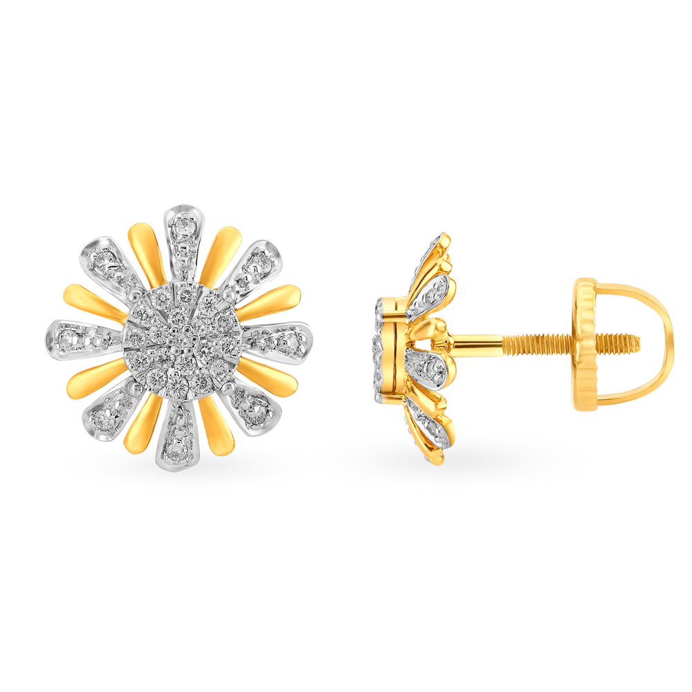 

Dazzling Floral Solitaire Look Diamond Stud Earrings