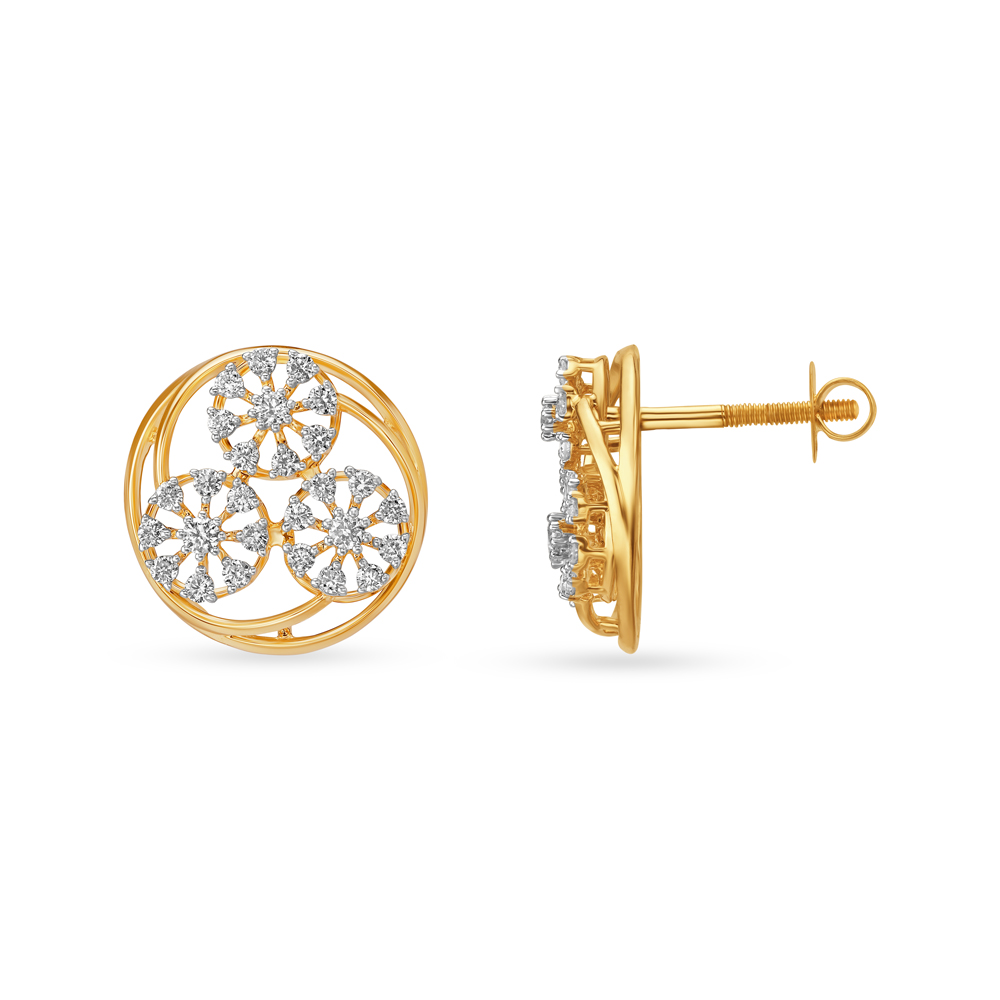 

Fancy Floral Diamond Stud Earrings