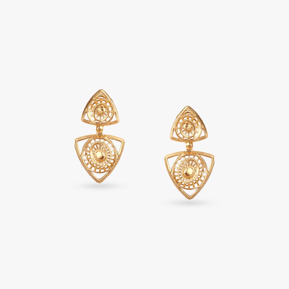 Geo-Frame Dual Gold Drop Earrings