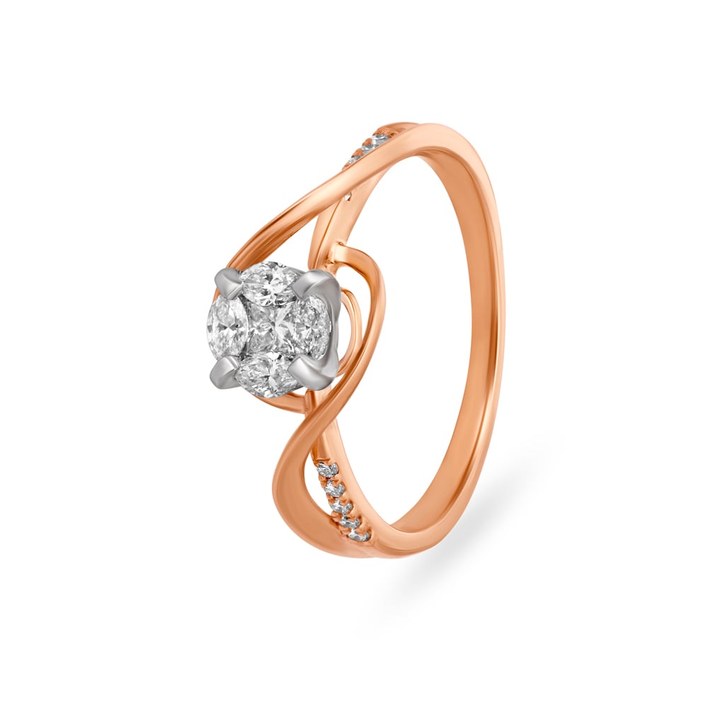 Elegant Floral Diamond Ring in White and Rose Gold