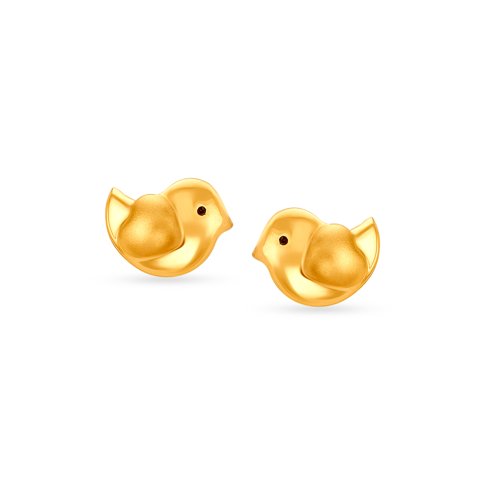 Contemporary Sparrow Shaped Gold Stud Earrings For Kids