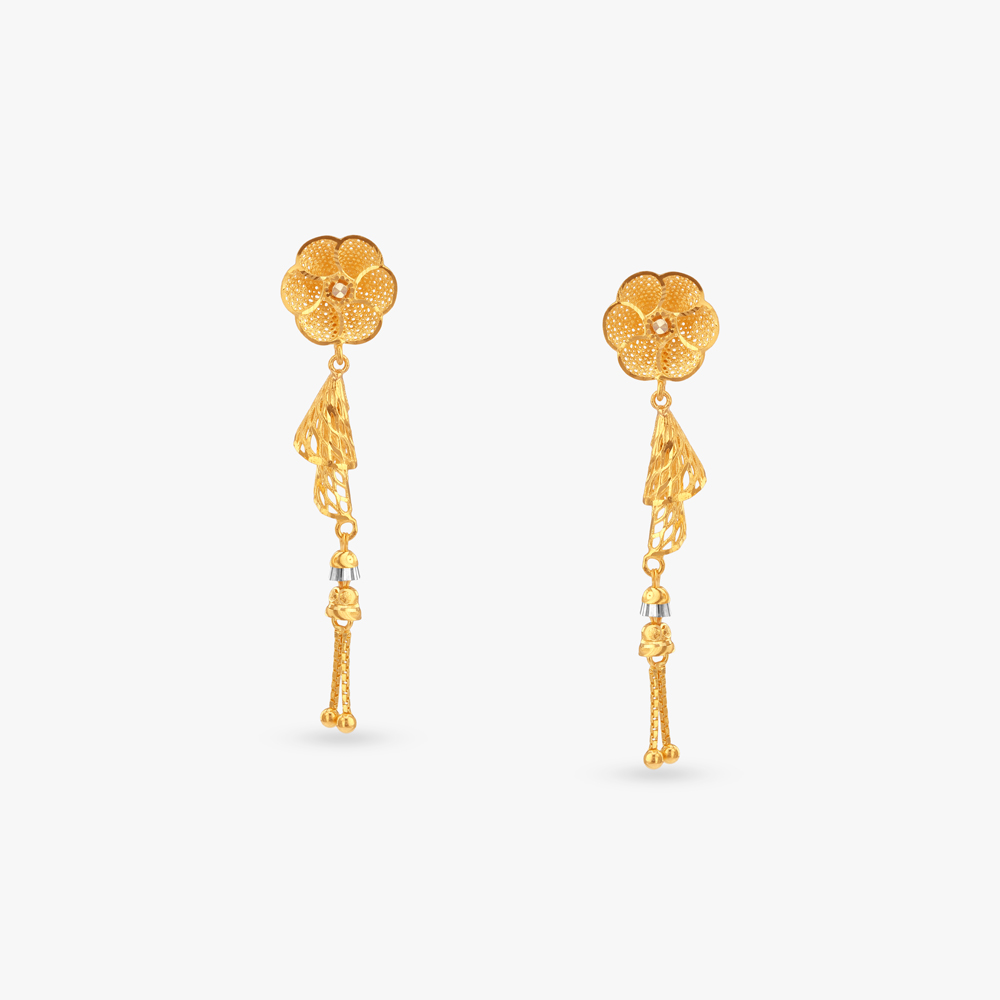 Bloom Cascade Gold Drop Earrings