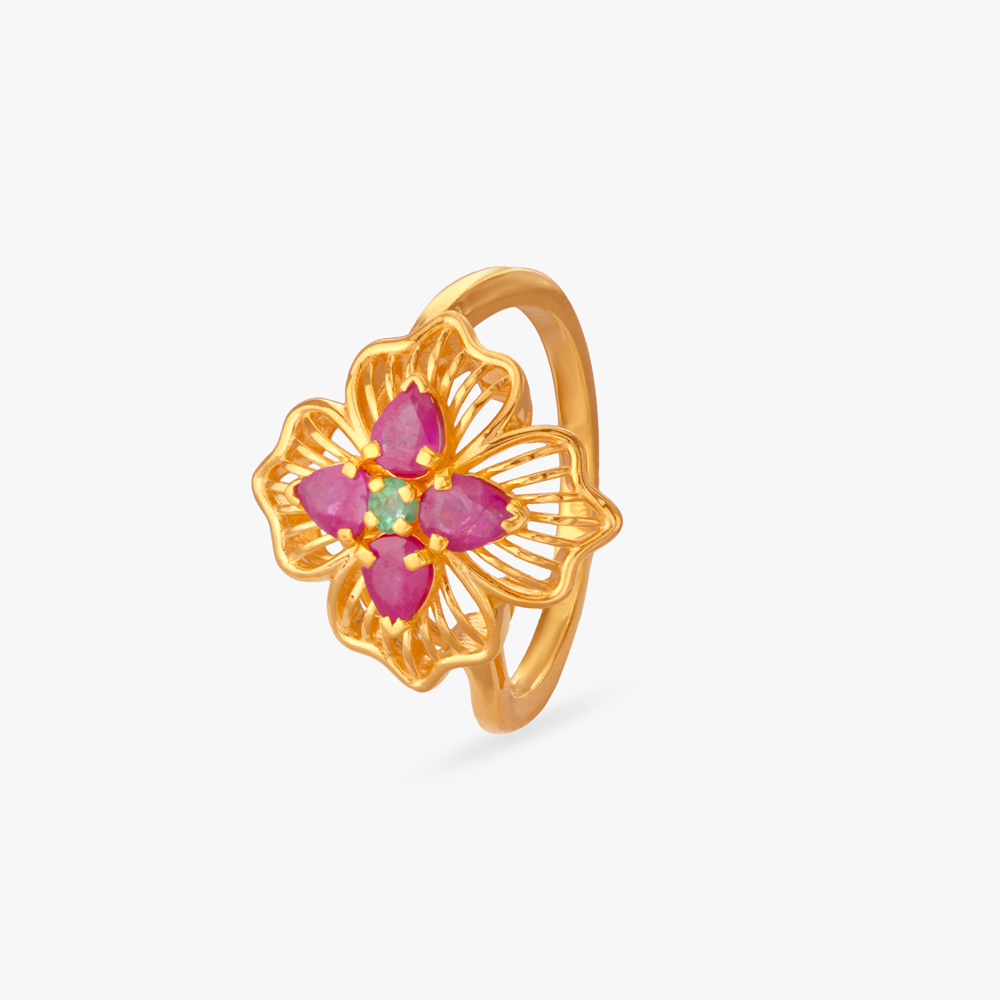 Playful Petal Ruby Finger Ring