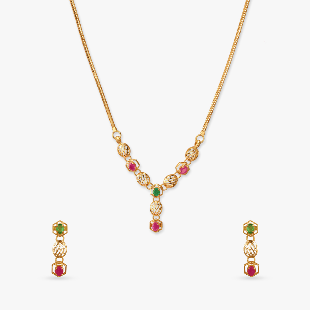 Majestic Hues Gold Necklace Set
