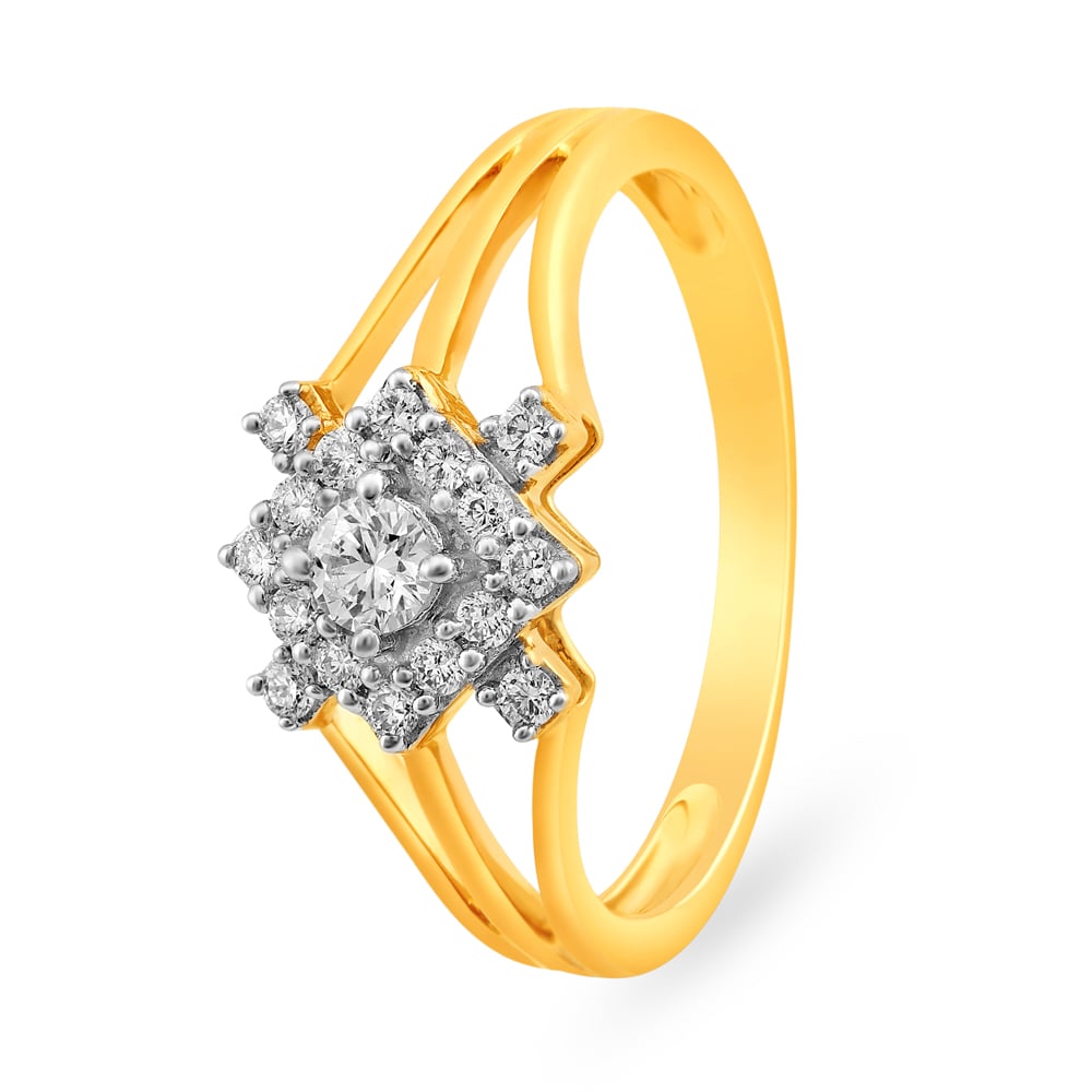 Enticing Yellow and Rose Gold Diamond Finger Ring
