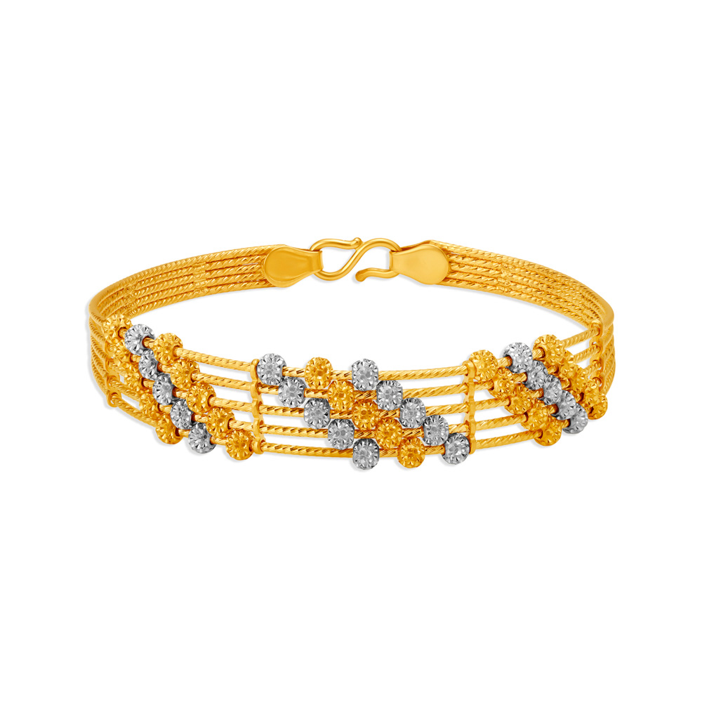 Enchanting 22 Karat Yellow Gold Beaded Wreath Bangle