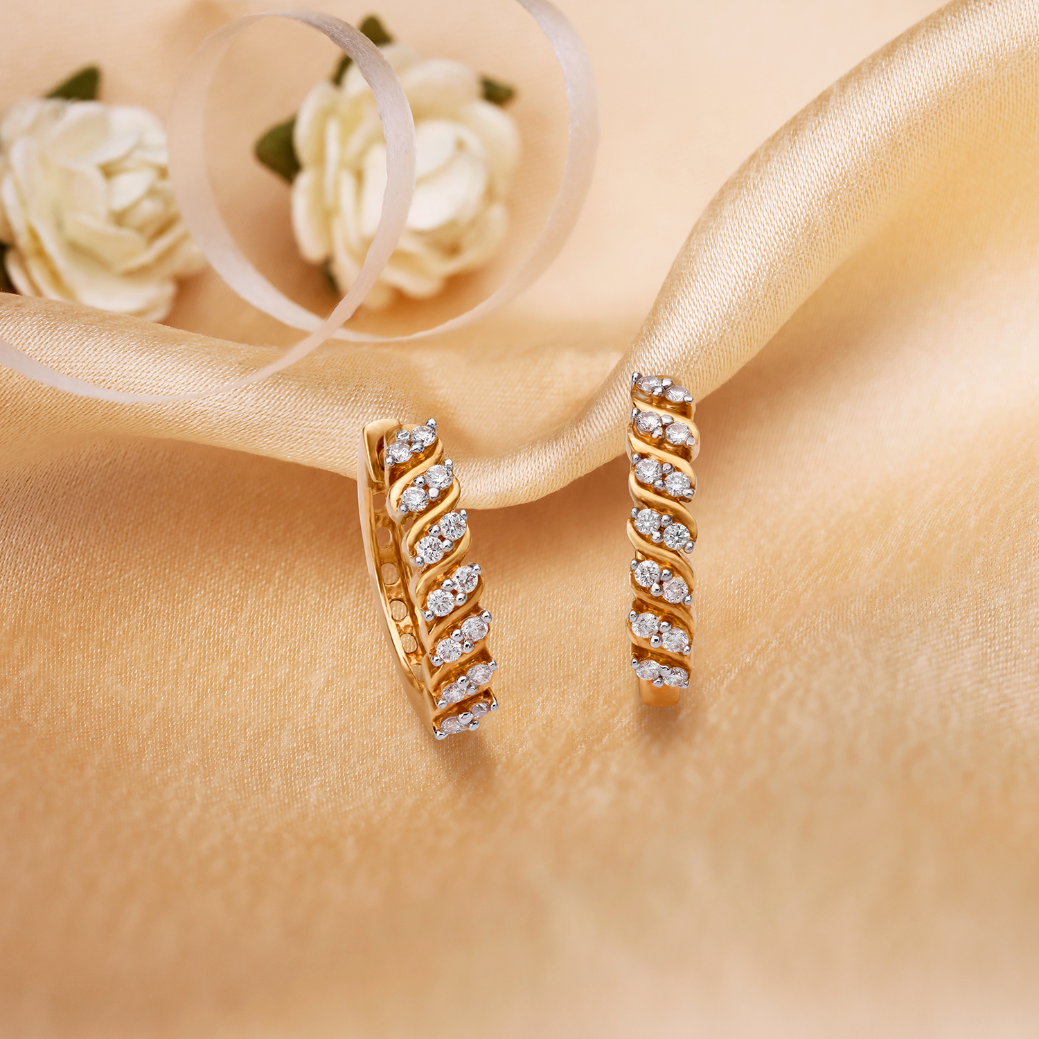 

Sparkling Diamond Swirl Hoop Earrings