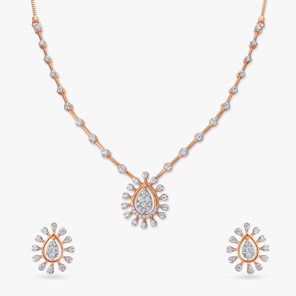 Glowy Drop Diamond Necklace Set