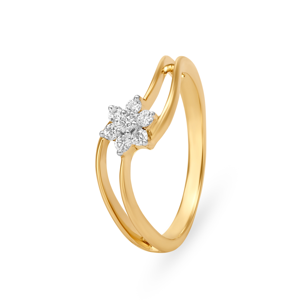 Delightful 18 Karat Yellow Gold And Diamond Floral Ring