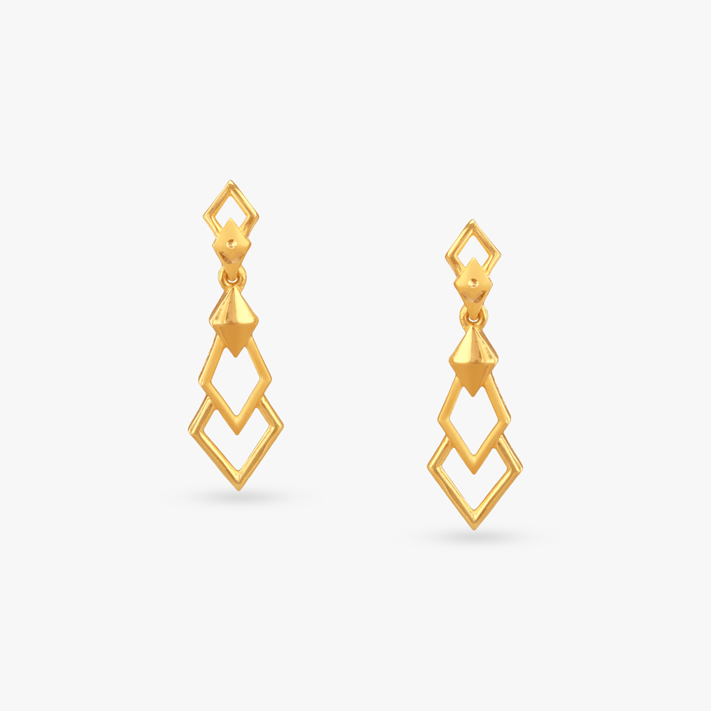 Double Sway Gold Drop Earrings