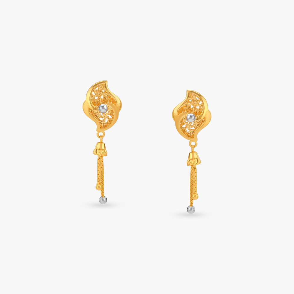 Sculpted Waves Gold Drop Earrings