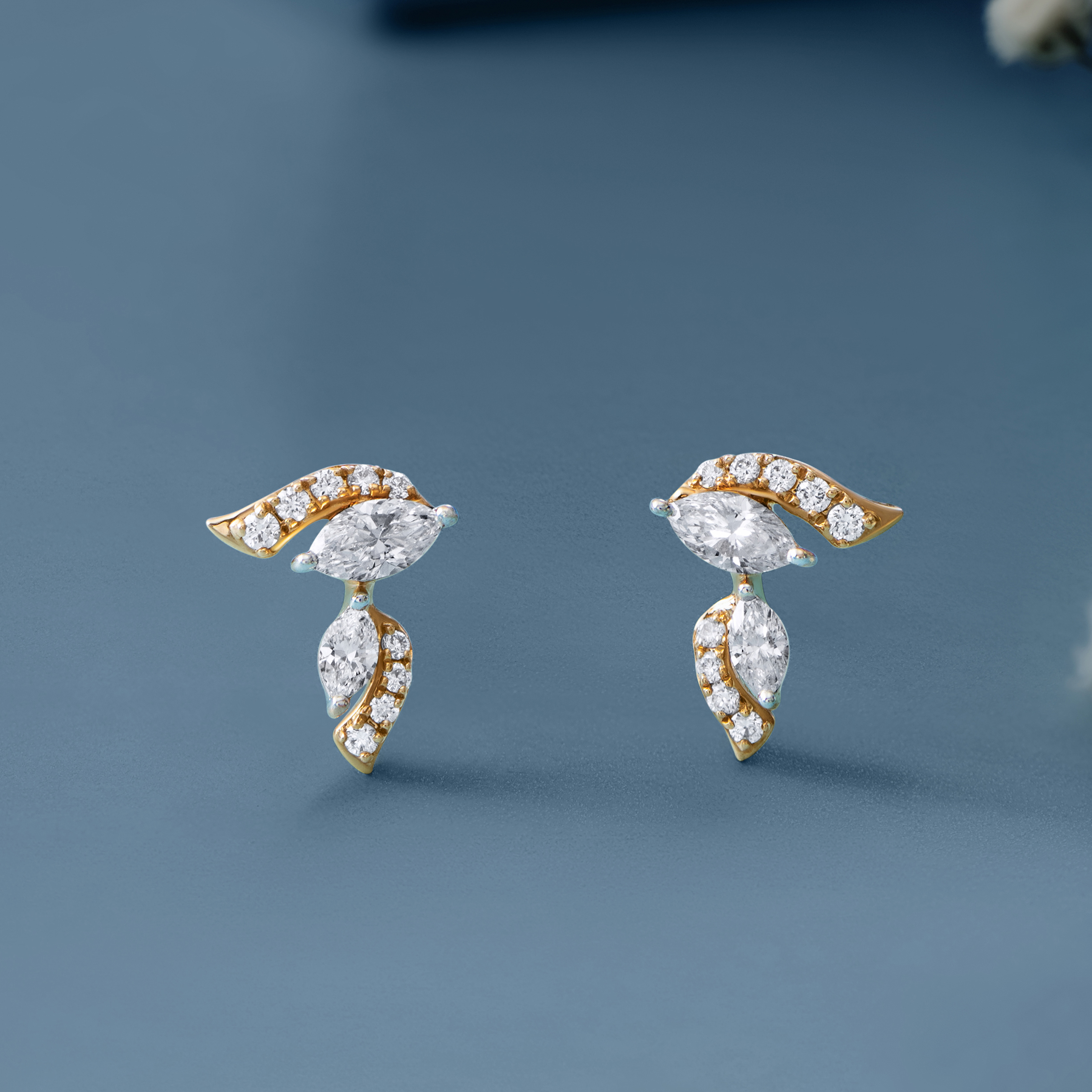 Leaflet Diamond Stud Earrings